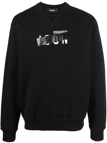 Felpa uomo nera dsquared icon - dsquared,
