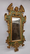 85373-2 Specchio con cornice in legno verde e oro