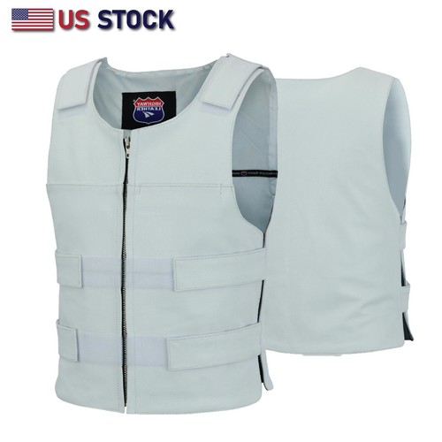 Gilet moto pelle bianco uomo - pelle,