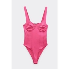 Body donna Zara in raso rosa