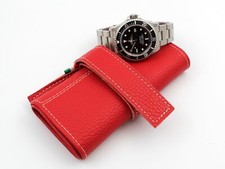 Rotolo Porta Orologi Pelle Martellata Rosso 5 Posti Morbido Pelle Lusso Nuovo