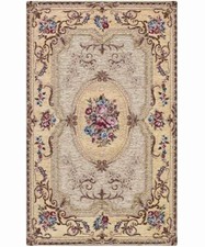 AUBUSSON BEIGE TAPPETO CLASSICO LAVABILE ANTISCIVOLO FIORI 65x115