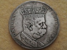 COLONIA ERITREA - UMBERTO I - TALLERO  5 LIRE 1891. 