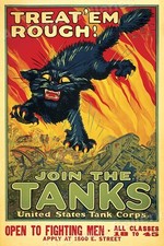 1917 Trattare Em grezzo! Unisciti ai carri armati! Poster US Tank Corp WWI - 24x36