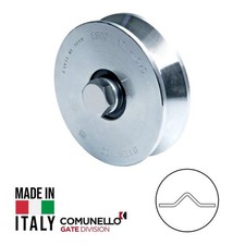 RUOTA PER CANCELLO SCORREVOLE GOLA V ZINCATA 2 CUSCINETTI CON BULLONE 