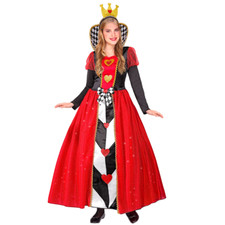 VESTITO CARNEVALE REGINA DI CUORI TRAVESTIMENTO COSTUME PER BAMBINI FESTE A TEMA