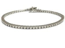 Bracciale tennis con diamanti 2.40 ct in oro bianco 18 kt certificato Gem Tech