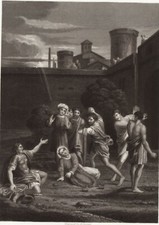 LAPIDAZIONE DI S. STEFANO, di  DOMENICHINO, incisione, National Gallery, 1830