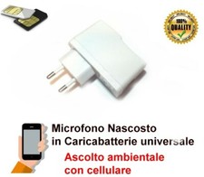 Microspia Microfono ambientale USB caricabatterie usb nascosto, 4G LTE sim card 