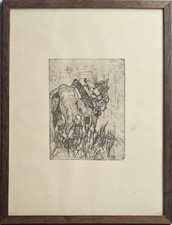 Stampa da  Acquaforte di GIOVANNI FATTORI Cavallo Firma in Lastra  Macchiaioli