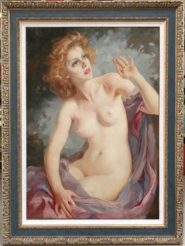 Hand painted vintage nude - painted,