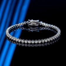 Bracciale catena tennis argento sterling 925 moissanite 0,3CT D VVS1 passa tester