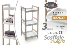 SCAFFALE 3 RIPIANI BAGNO CUCINA PORTA ASCIUGAMANI OGGETTI BIANCO 75*33*30 CM