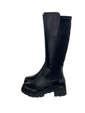 Janet&Janet stivali alti donna neri chelsea retro camoscio