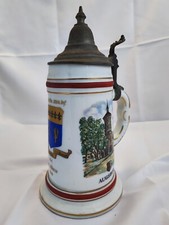 Boccale birra in ceramica decorata coperchio peltro – stile tedesco (BN03)