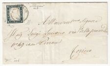 1855 Antichi Stati Sardegna - 20 c. cobalto scuro Sassone 15b su piego firmato
