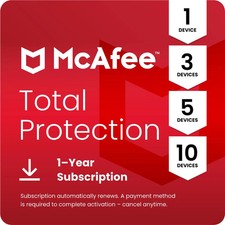 McAfee Total Protection 2025 1, 3, 5 e 10 Dispositivo 1 Anno Auto - Rinnovo Digitale