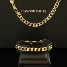 Set Gioielli Collana Maglia Grumetta Braccialetto 8 MM 750er Placcato Oro: S1892