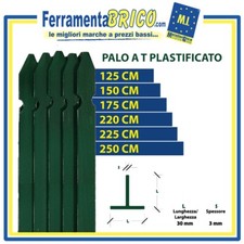 PALO PALETTO FERRO PLASTIFICATO VERDE PALETTI A T PER RECINZIONE RETE RAL 6005