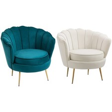 HOMCOM Poltrona Design Vintage Poltroncina Rétro da Camera in Velluto