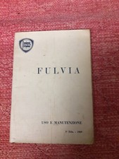 manuale uso e manutenzione lancia fulvia berlina 2^ serie