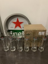 HEINEKEN - Set 6 bicchieri 0.5L in vetro + Vassoio in metallo + Cavatappi