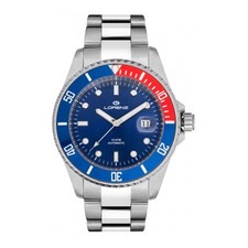 Orologio Automatico LORENZ 026959DD Bracciale Acciaio Blu Rosso Uomo Sub 100mt