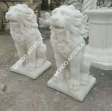 COPPIA DI LEONI LEONE STATUA DA GIARDINO PER ESTERNO IN CEMENTO MARMO E PIETRA