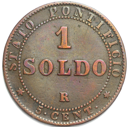 Stato pontificio soldo 1867 - pontificio,