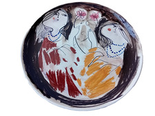 Piatto ceramica dipinto a mano G. Silvestri 30 cm Ø  Venezia Al canal 1978