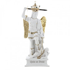 Statua di San Michele Arcangelo bianco cm 25 con spada | 9.84'' St. Michael