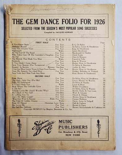 The gem dance - the, 1926