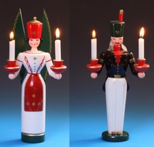 Angelo e minatore in legno colorato 36 cm Monti Metalliferi Fa. Schalling Seiffen 