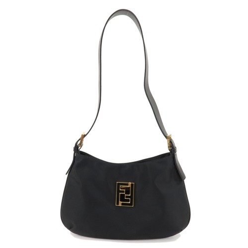 Fendi logo shoulder bag black - fendi,