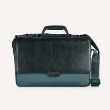 Piquadro Portadocumenti Portatile 15,6 Pollici Pelle e Tessuto Grigio-Verde Flap Italia