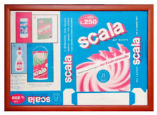 Cartone pubblicitario detersivo Scala (originale) completo di cornice ciliegio