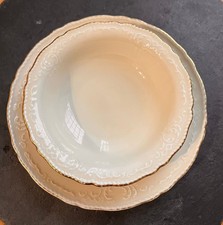 Art Deco ZEH SCHERZER BAVARIA servizio 8 piattini + 8 coppette porc.  bianca