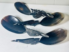 4 Cucchiai Incisi In Corno