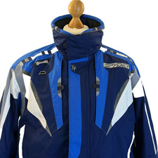 Spyder Giacca Sci Cappotto Dermizax EV Xstatic Uomo UK 42 L Blu Cappuccio Snowboard