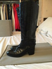 SARTORE STIVALI AL GINOCCHIO NERI VERNICE TACCO 6 ORIGINAL 37 EUR FITS 38 5 UK 