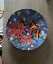 Piatto Centro Tavolo Fantasia Natale Blu & Stelle In Ceramica