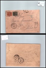 Storia postale Regno UI da Genova ferrovia a Milano sassone 46+39