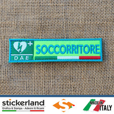 Toppa Toppe Patch SOCCORRITORE su base giallo fluo con ricamo celeste velcro M+F