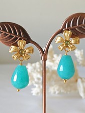 Orecchini Pendenti Con Pietre Dure Goccia Angelite Blu