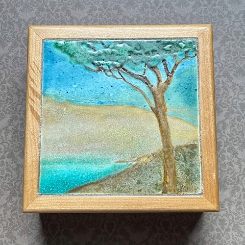 Square birch wood - birch, ceramic
