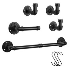 Industrial Iron PipeTowel Rack Set, Bathroom Accessories Hardware Wall-Mounte...