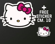Adesivo HELLO KITTY + 1 STICKER GRATUITO CM. 10  o spilla o portachiavi