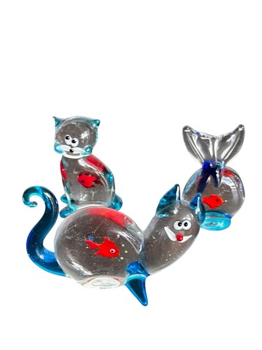 Statuine ciotola pesce - , gatto