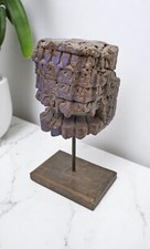 Antico IN Legno Colonna Supporto Blocco su Base Originale Old Intagliato a Mano