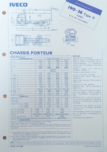 Brochure depliant iveco 190 - depliant,